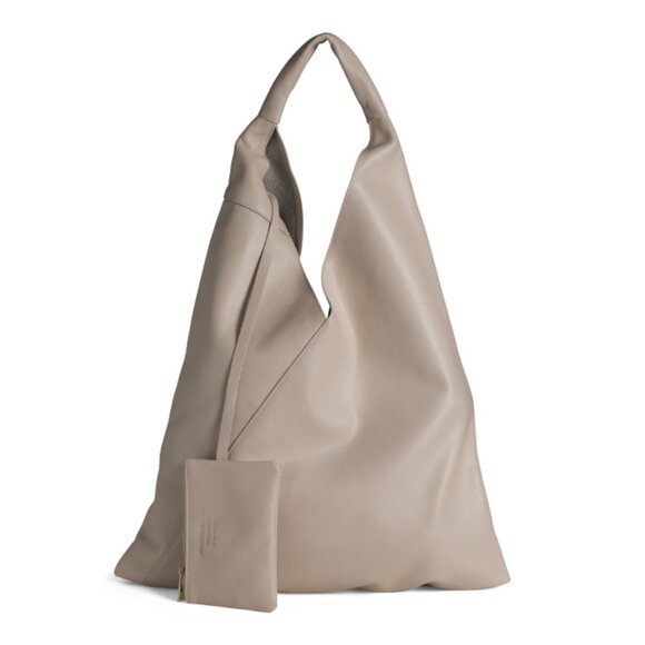 CHEVAL Beige Made In Italy Leather Large Unlined Hobo - Picture 1 of 2